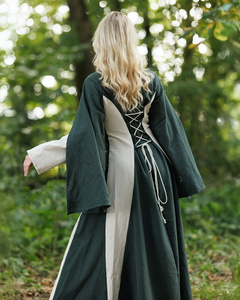 Jasione Dress Green/Cream - średniowieczna suknia