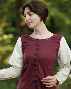 Elodie Dress Bordeaux/Cream - suknia z długimi rękawami