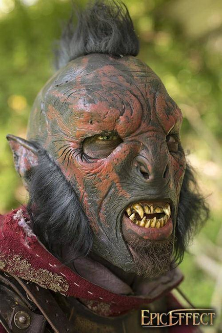 Carnal Orc w. Hair - Red / maska lateksowa Ork