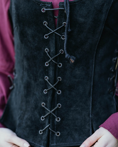 Caty Leather Bodice Black - zamszowa kamizelka gorsetowa