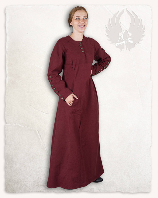 Jovina Dress Canvas Bordeaux - płócienna suknia
