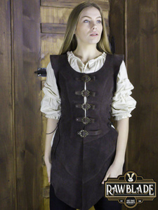 Julienne Leather  Jerkin Long - Brown