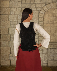 Lisa Leather Bodice Black - zamszowa kamizelka