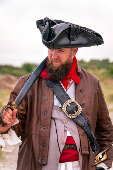 Pirate Hat - Faux Leather - Black