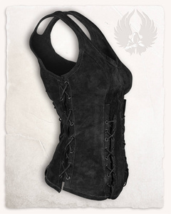 Sarina Leather Bodice Black - zamszowa kamizelka