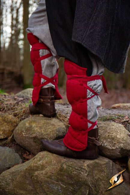 Padded Squire Greaves - Red - pikowane nagolenniki