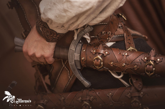 Leather dagger scabbard - Brown - pochwa na sztylet