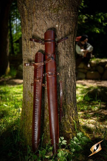 Sword Belt Scabbard Brown/Dark Brown 75 cm - pochwa na miecz larpowy