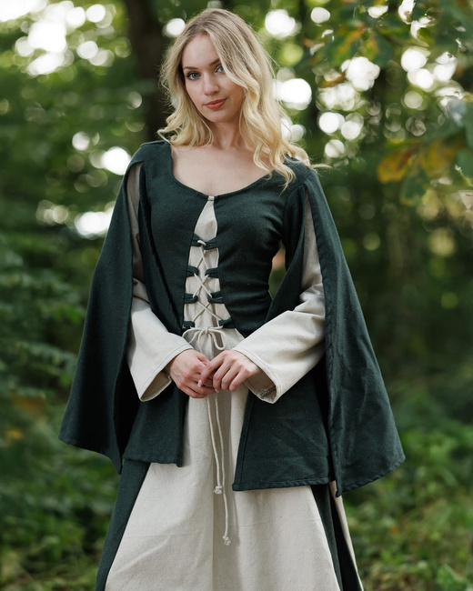 Jasione Dress Green/Cream - średniowieczna suknia