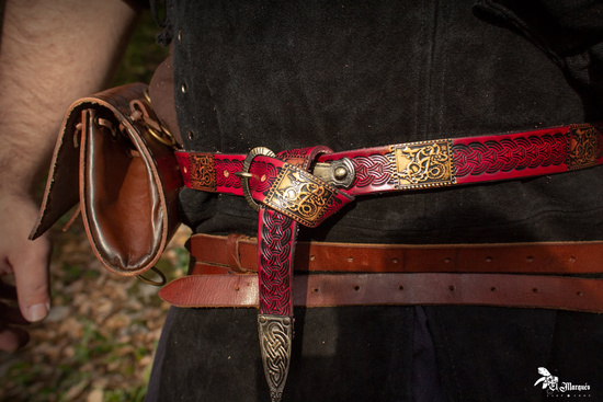 Raider belt - Red - skórzany pas