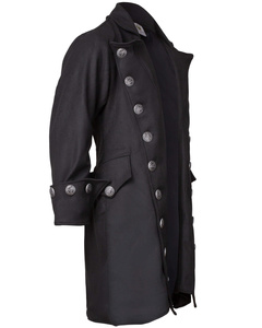Captain Chad Buccaneer Coat canvas - Black - bawełniany płaszcz