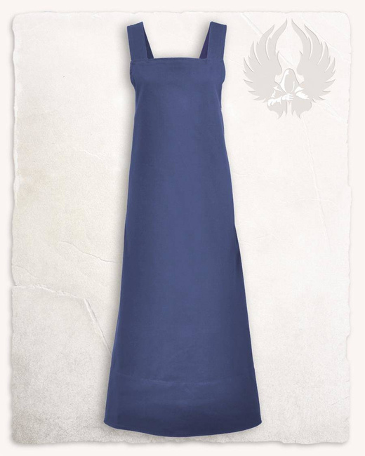 Lientje Apron Dress Blue - płócienna długa suknia fartuchowa