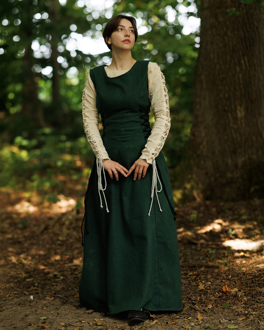 Uma Dress Canvas Green - płócienna suknia
