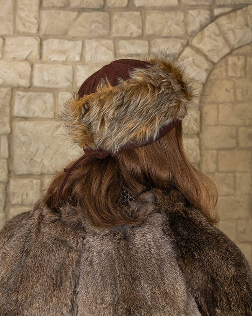 Ragi Fur Cap Wool Brown - Wełniana czapka z futrem