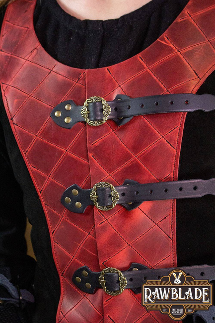 Highland Long Leather Jerkin - Red