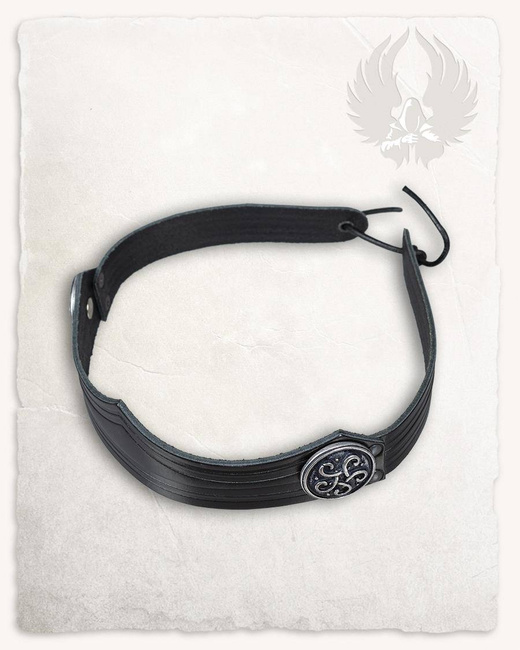 Isidor Studded Crown Round Black - skórzany diadem