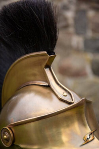 Corinthian Helmet w/Plume - Brass/Black - hełm koryncki z pióropuszem