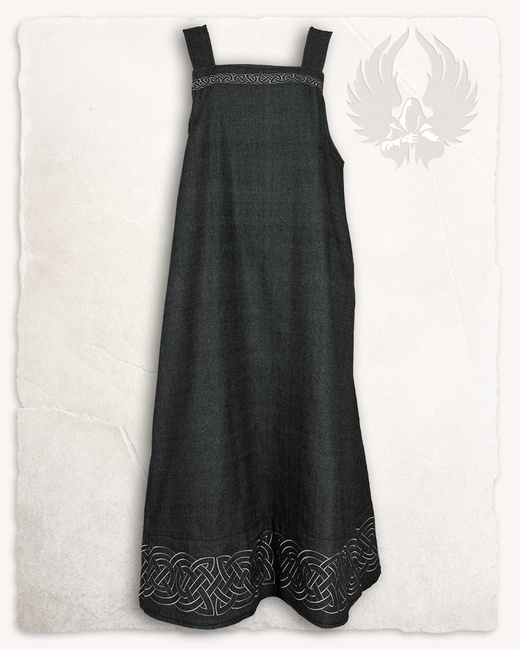 Alva Apron Dress Herringbone Black - suknia fartuchowa