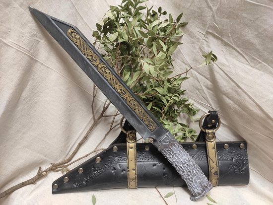 Seax - Dragon blade - Antler handle - Silver