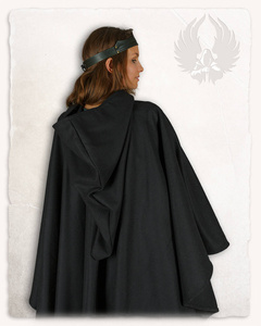 Kim Short Cape Wool Black - wełniana półpeleryna z kapturem