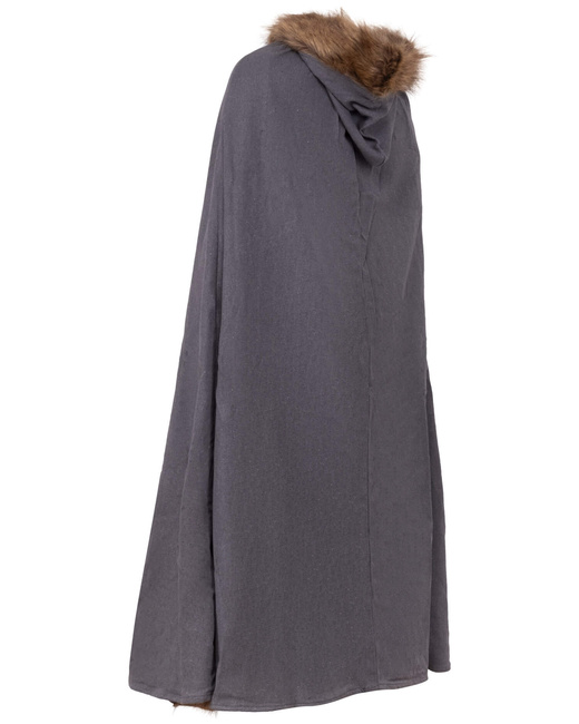Aaron Cloak with fur - Grey - płócienna peleryna