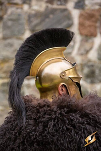 Corinthian Helmet w/Plume - Brass/Black - hełm koryncki z pióropuszem