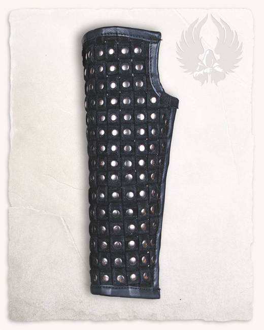 Robert Greaves black - nitowane skórzane nagolenniki