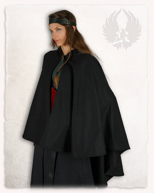 Kim Short Cape Wool Black - wełniana półpeleryna z kapturem