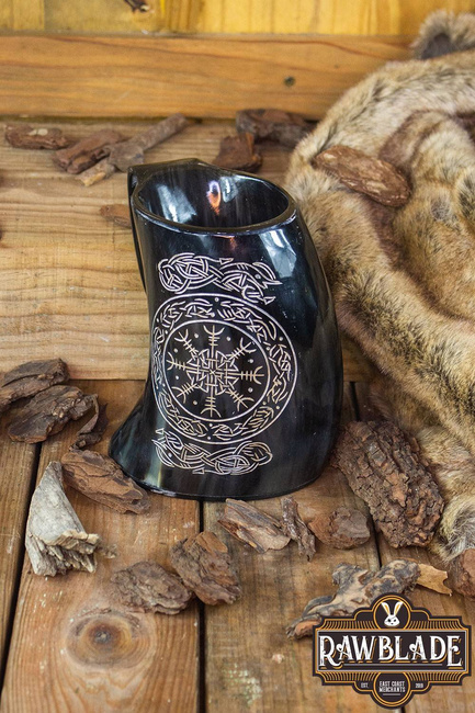 Horn Mug Big - Viking Runes - 0.5L 