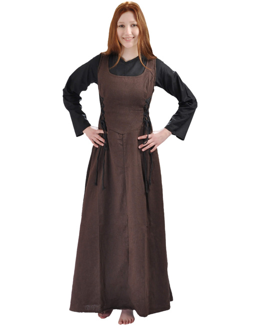 Uma Dress Canvas Brown - płócienna suknia