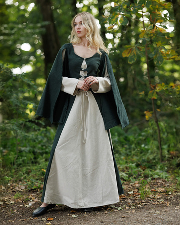 Jasione Dress Green/Cream - średniowieczna suknia
