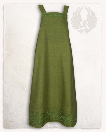 Alva Apron Dress Herringbone Green - suknia fartuchowa
