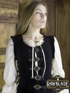 Julienne Leather  Jerkin Long - Black