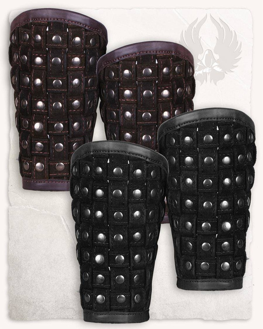 Robert Bracers - Black - nitowane skórzane karwasze