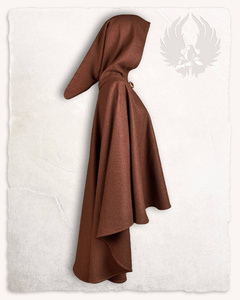 Kim Short Cape Wool Brown - wełniana półpeleryna z kapturem