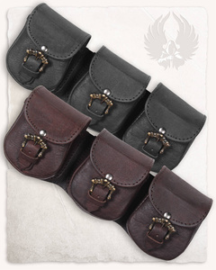Leon Set of Beltbags Black - pas skórzanych sakiewek
