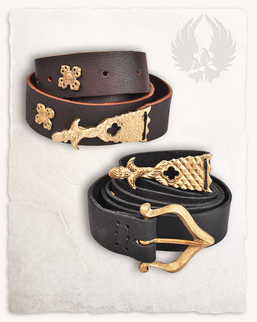 Adalbert Belt Brown - skórzany pas z ozdobną klamrą