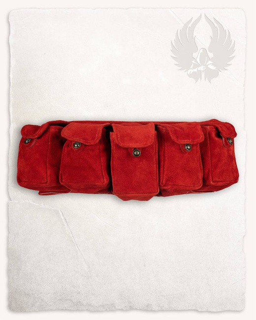 Rickar Bag Belt Red - zamszowy pas z sakiewkami