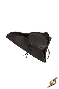 Simple Leather Pirate Tricorn Hat - Black