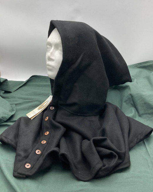 Notker Hood Wool - Black - kaptur średniowieczny
