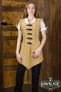 Julienne Leather  Jerkin Long -Light Brown