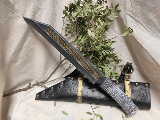 Seax - Knotted blade - Antler handle - Silver