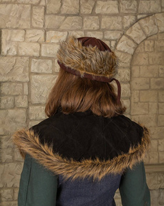 Ragi Fur Cap Wool Brown - Wełniana czapka z futrem