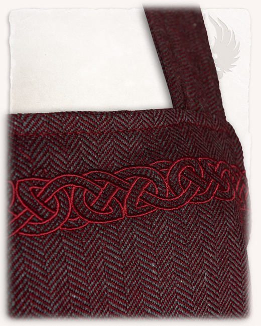 Alva Apron Dress Herringbone  Bordeaux - suknia fartuchowa