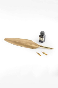 Golden Feather Pen Lilly - Large- pióro z atramentem