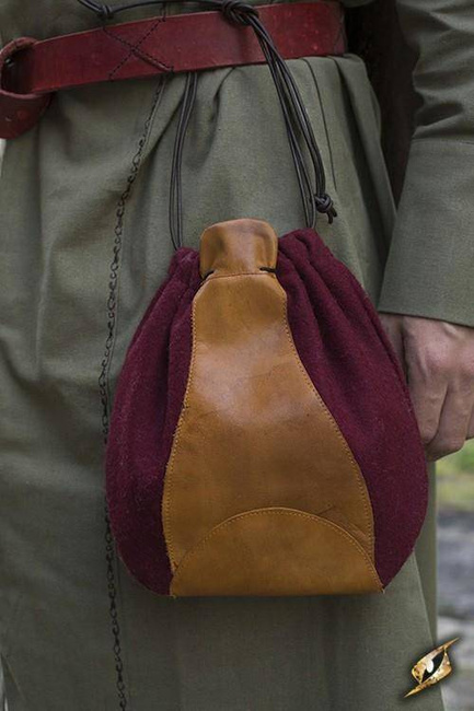 Merchant Purse Red/Brown - sakiewka z wełny i skóry