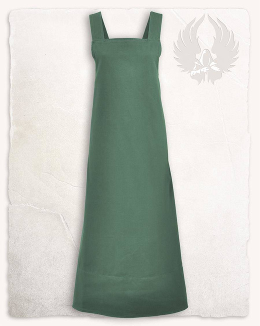 Lientje Apron Dress Green - płócienna długa suknia fartuchowa