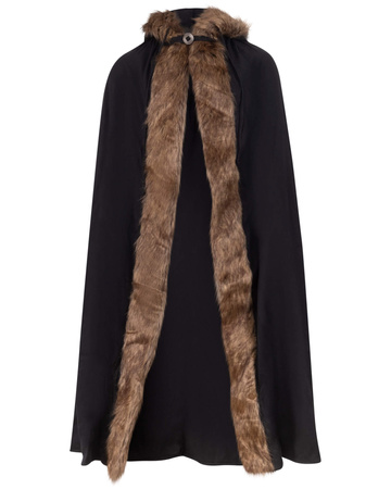 Aaron Cloak with fur - Black - płócienna peleryna