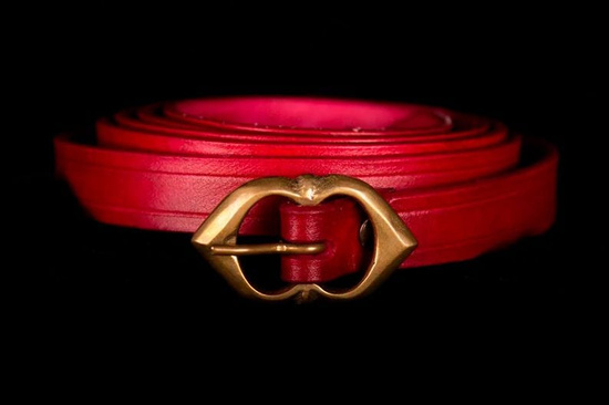 Slim medieval belt - Red - skórzany pas