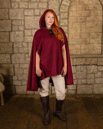 Raven Cape Wool Burgundy - wełniana peleryna